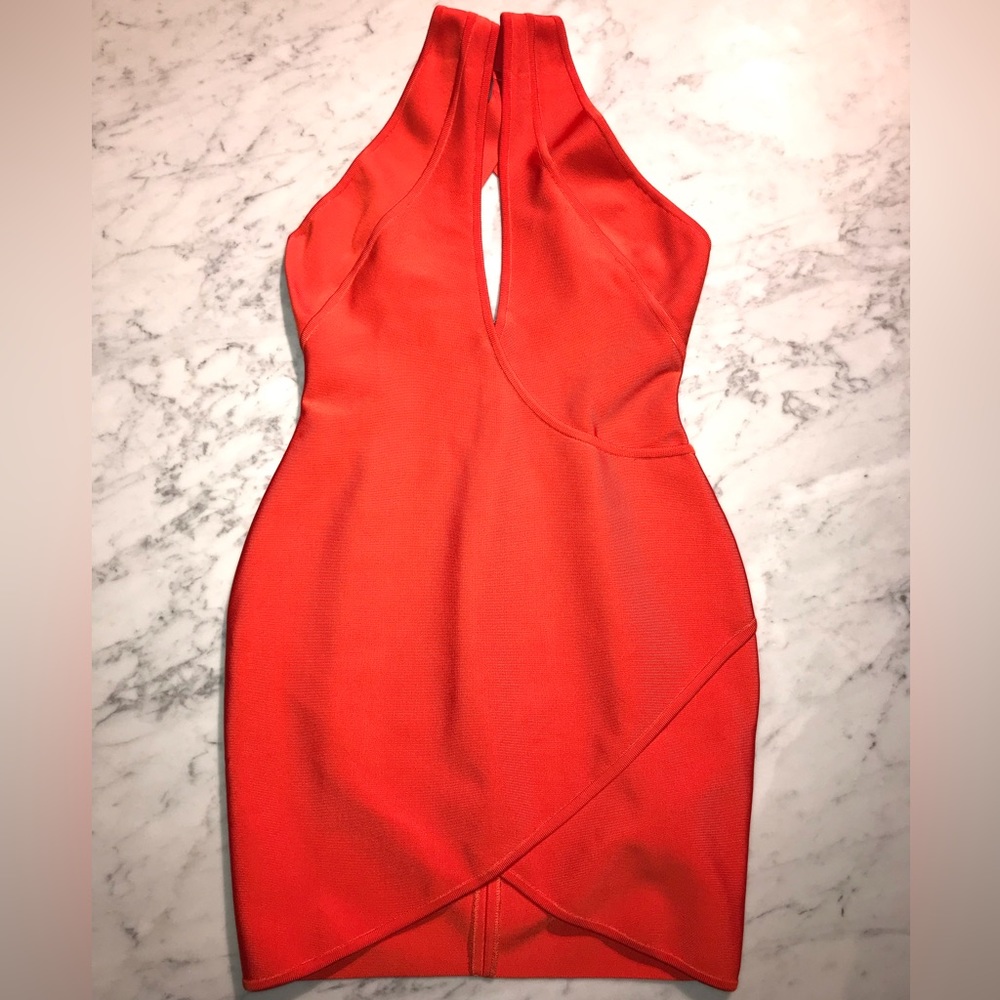 Herve L (Leger) Leroux Orange Cutout Bandage Rayon Dress 42 / US XS NWT $2760